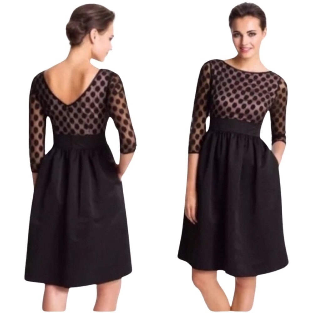 ELIZA J Polka Dot Sheer Overlay Party Dress
